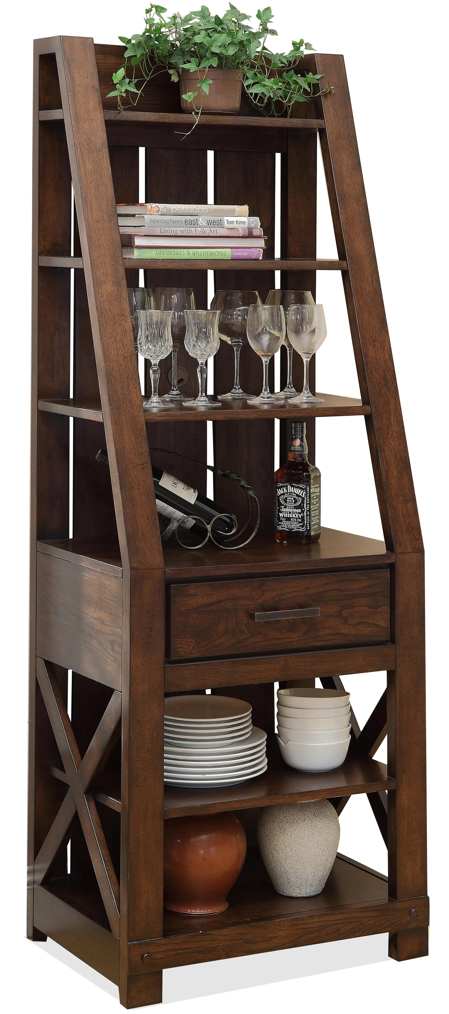 Riverside Furniture Windridge 76548 Entertainment Pier with 6 Shelves